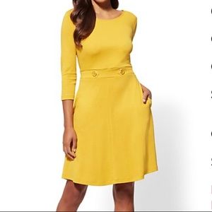 Fit & Flare Gold Dress